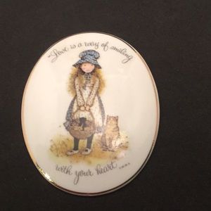 Vintage Holly Hobbie porcelain tiny plaque